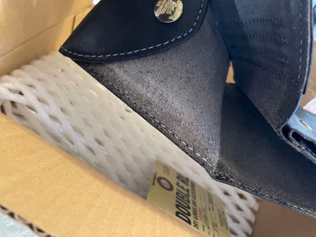 RRL 黒レザー二つ折り財布 金色コンチョボタン　ダブルアールエル