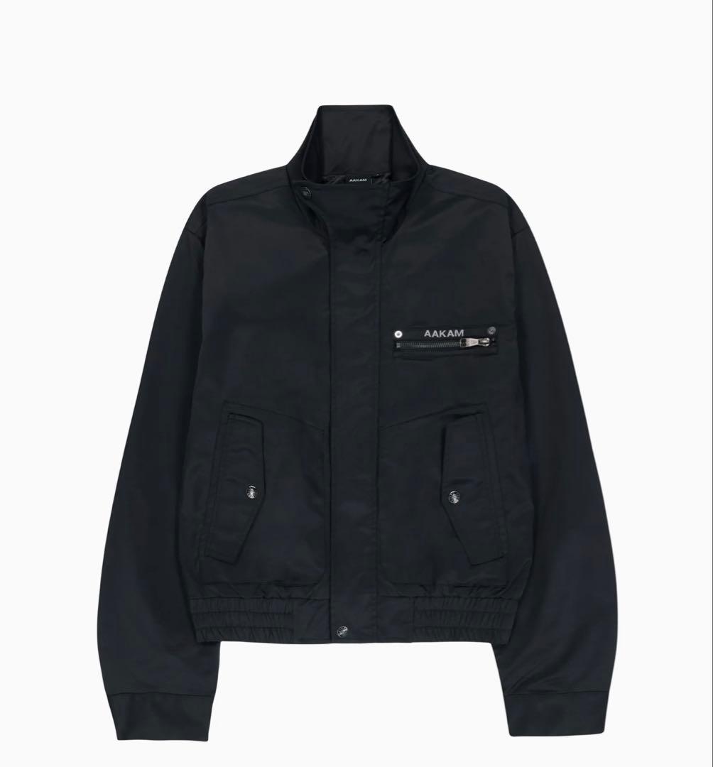 【AAKAM】High-Neck Button Jacket (Black)