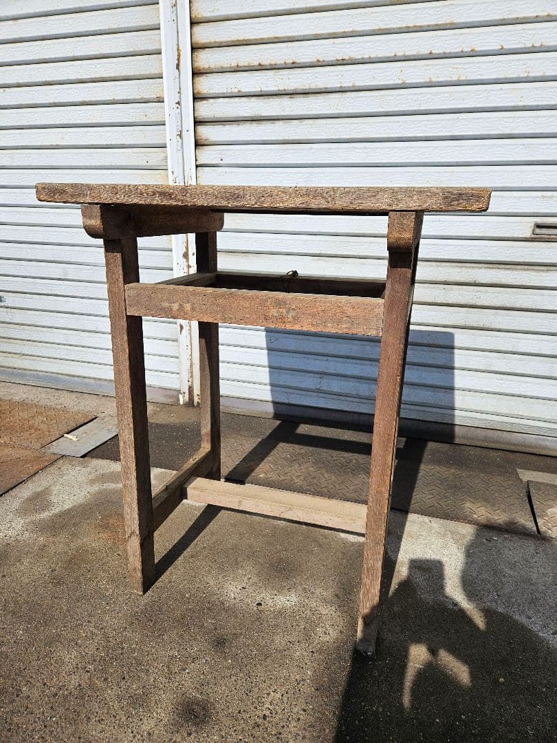 日本のアンティーク 古い木製の作業台 机 ウッド デスク 飾り台 花台 棚