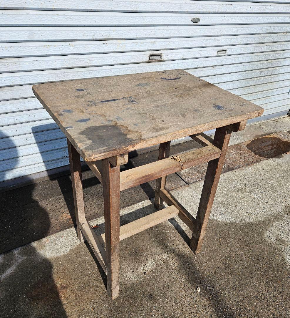 日本のアンティーク 古い木製の作業台 机 ウッド デスク 飾り台 花台 棚