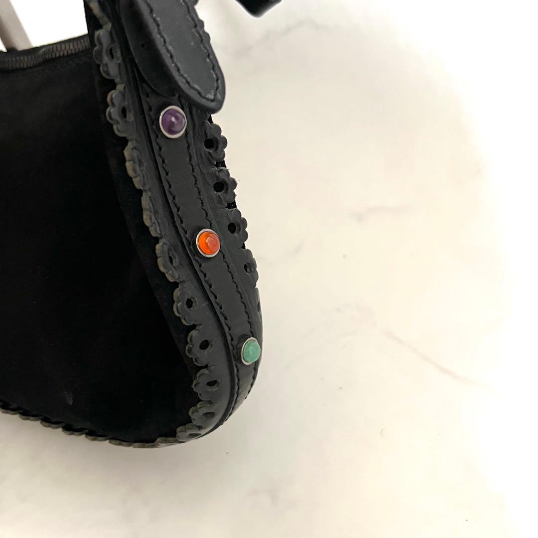 VALENTINO GARAVANI ショルダーバッグ 花柄刺繍 ブラック 袋付