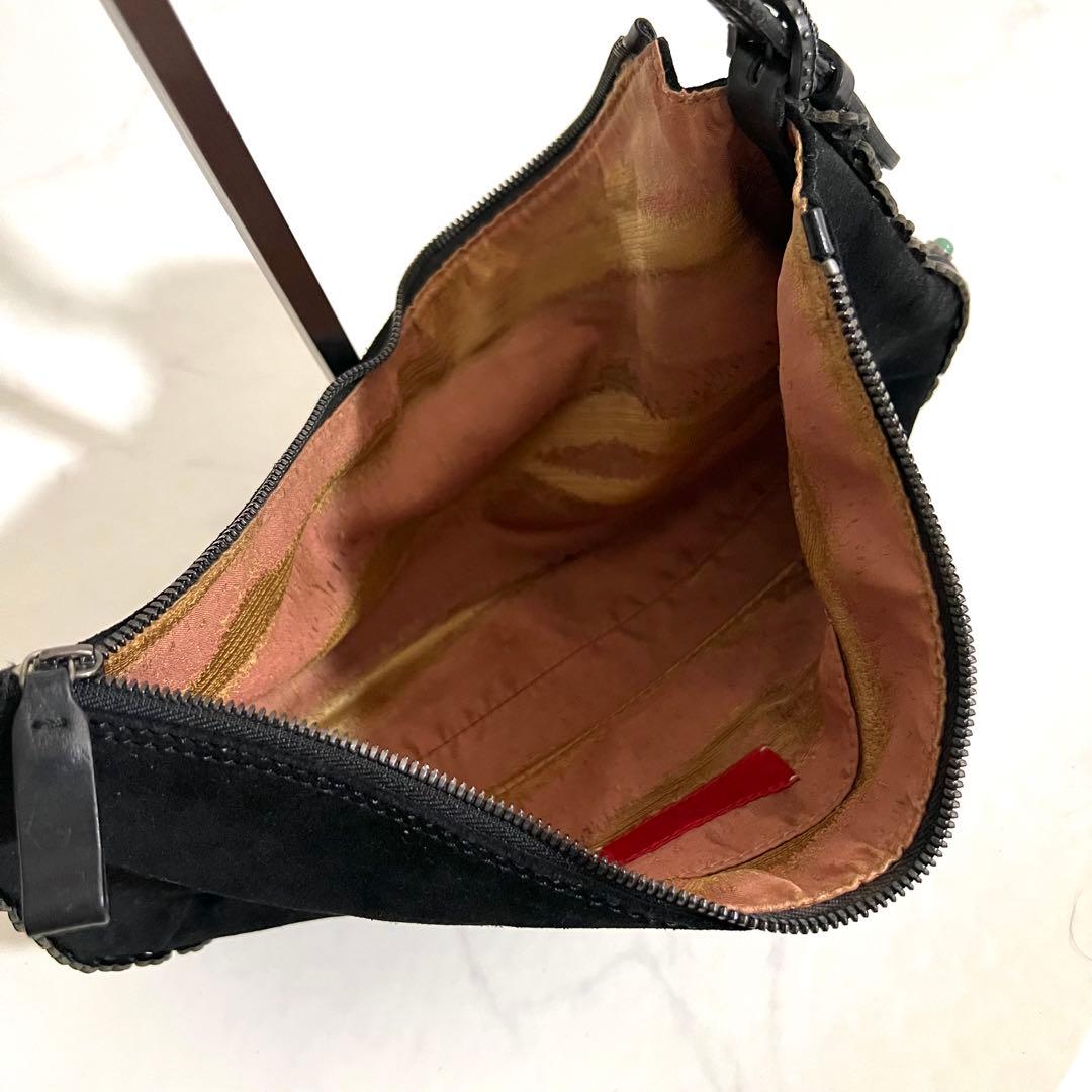 VALENTINO GARAVANI ショルダーバッグ 花柄刺繍 ブラック 袋付