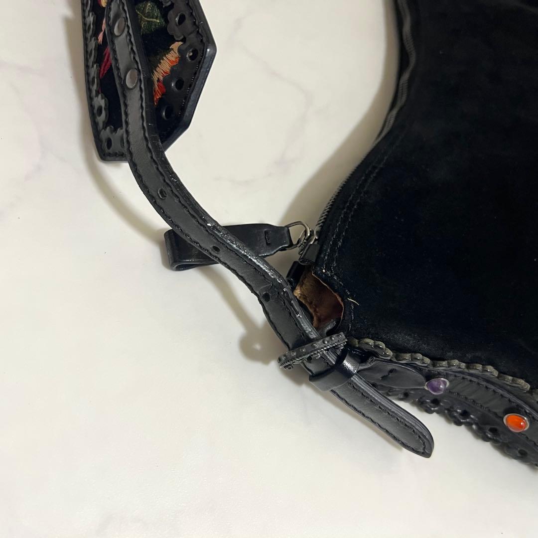 VALENTINO GARAVANI ショルダーバッグ 花柄刺繍 ブラック 袋付