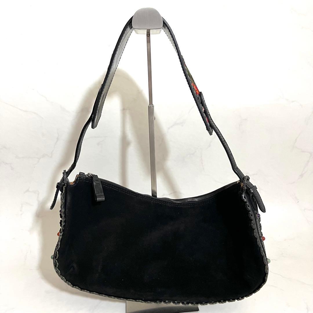 VALENTINO GARAVANI ショルダーバッグ 花柄刺繍 ブラック 袋付