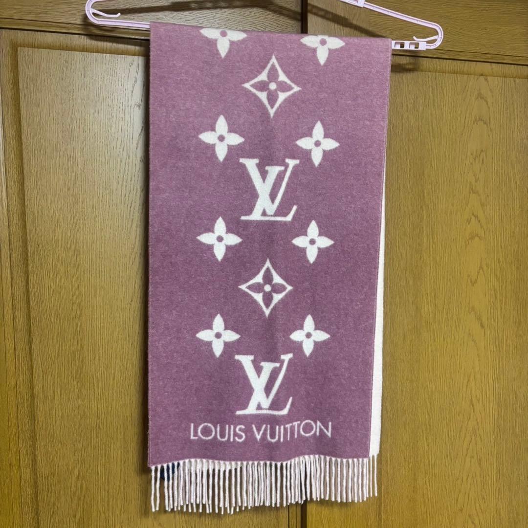 LOUIS VUITTON カシミヤマフラー ピンク　グラデーション