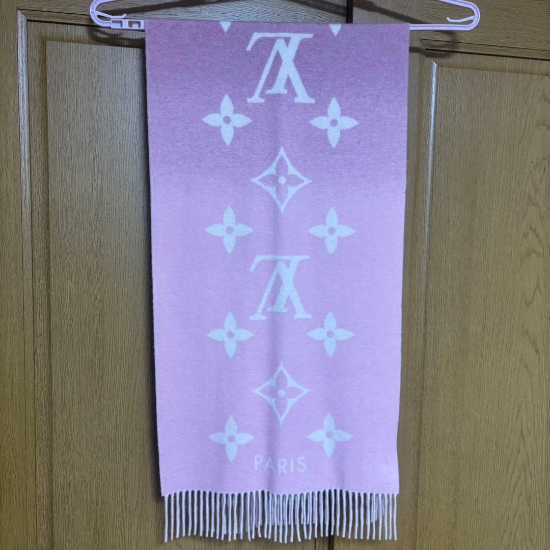 LOUIS VUITTON カシミヤマフラー ピンク　グラデーション