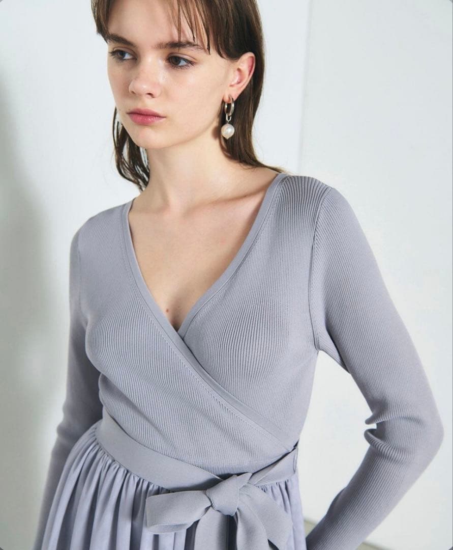 グレースコンチネンタル●未使用タグ付●24SS チュール×ニットドッキングドレス