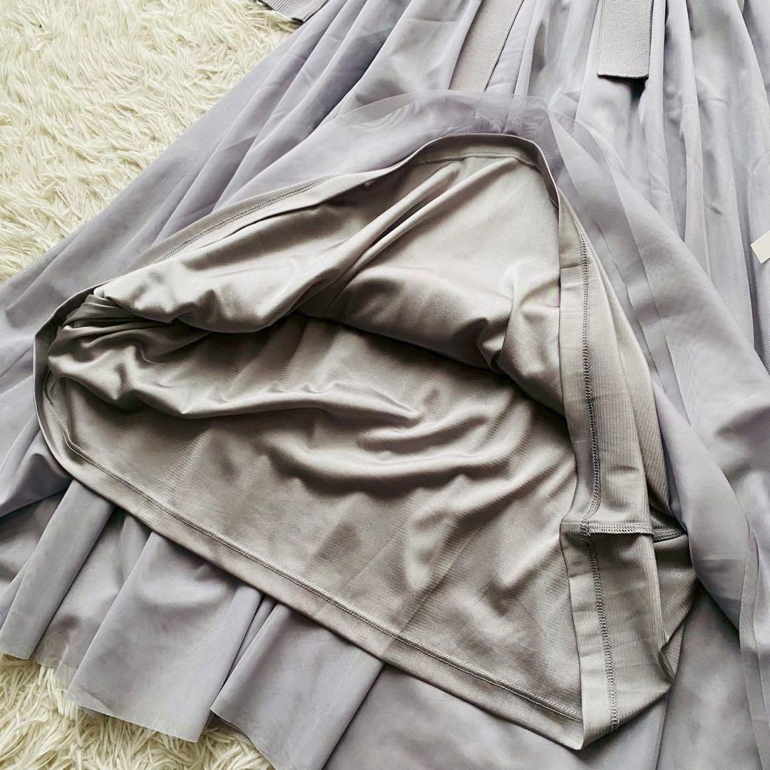 グレースコンチネンタル●未使用タグ付●24SS チュール×ニットドッキングドレス