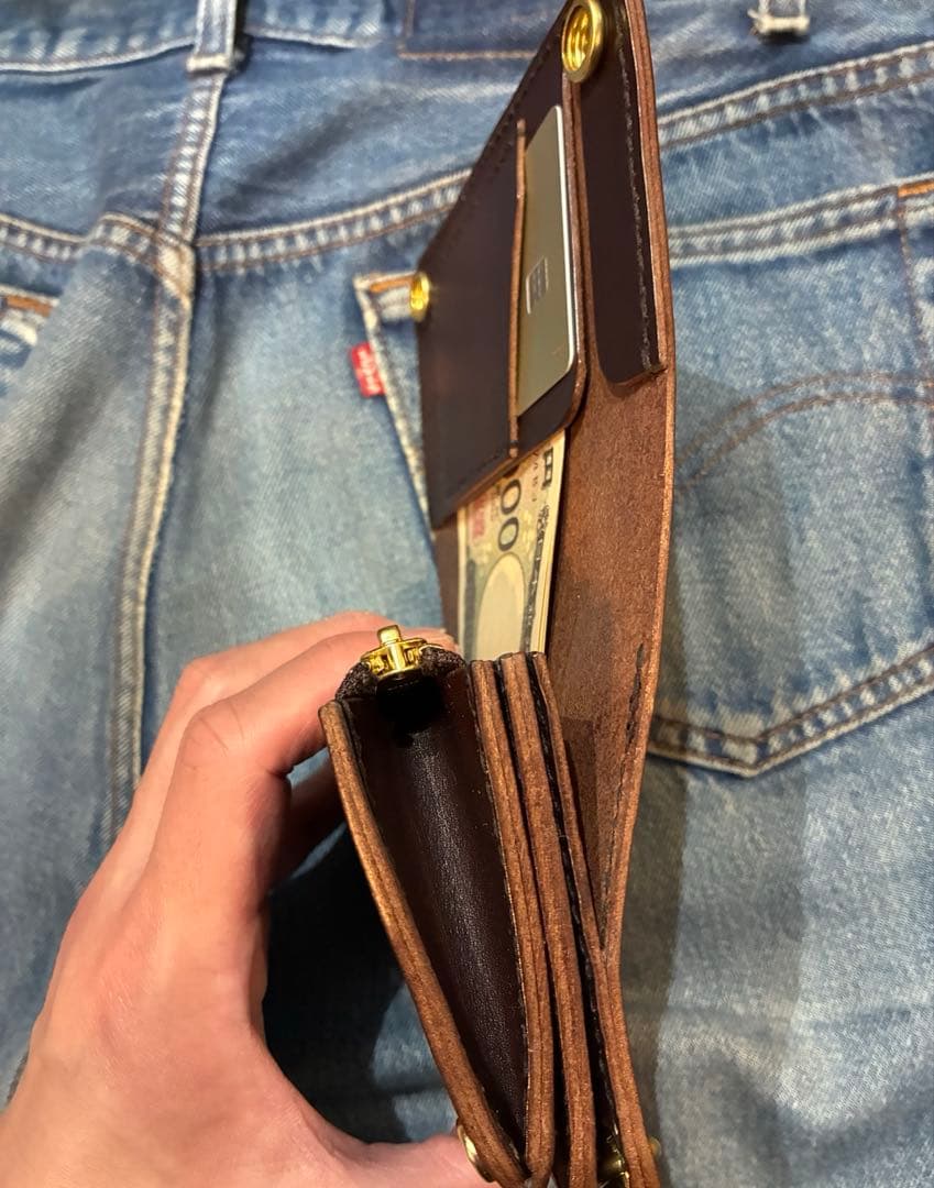 トラッカーウォレット　ミドル　イタリアンレザーブルガロ　アポロコンチョ※即納品