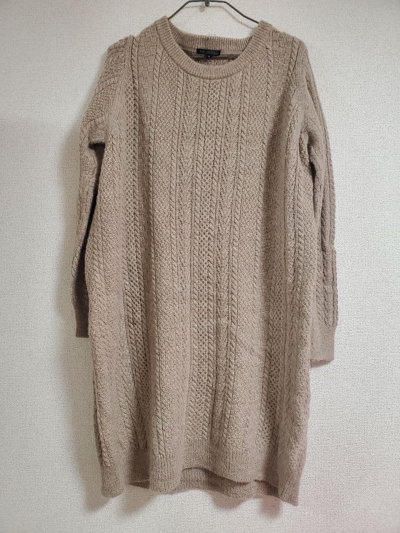 23区　ケーブルニットワンピース　44　大きいサイズ　アルパカ　ベージュ
