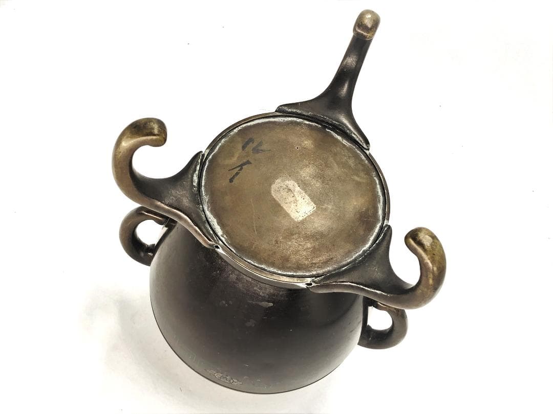 【 雷紋・和紋象嵌薄端 】　明治～昭和初期　手造彫金　鎌倉蔵出