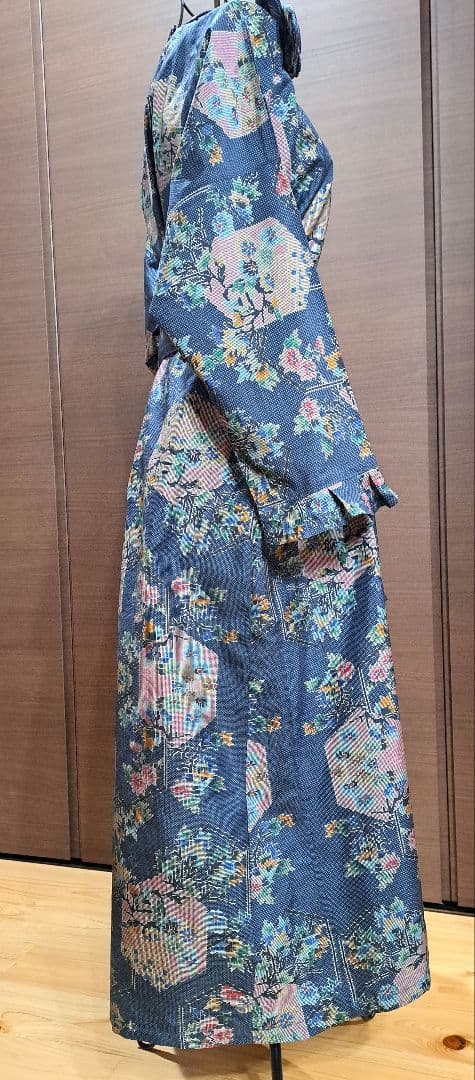 着物リメイク♥️本場大島紬7マルキ♪素敵なぁ～プリンセスラインのロングワンピース