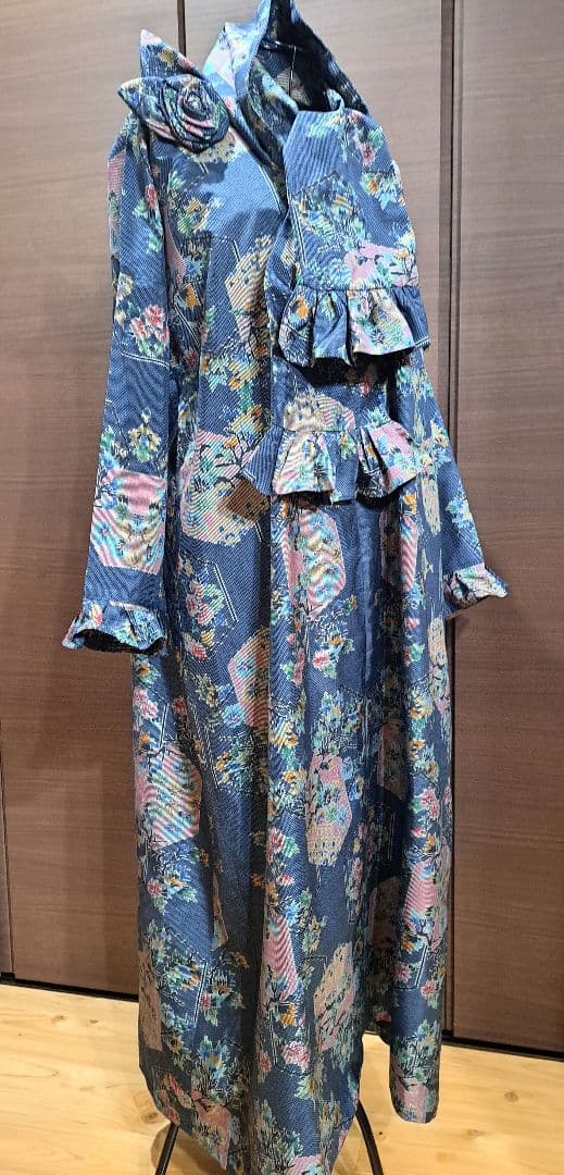 着物リメイク♥️本場大島紬7マルキ♪素敵なぁ～プリンセスラインのロングワンピース