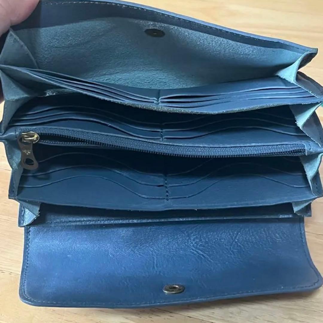 Lemon イルビゾンテ 長財布 ブルー系 ネイビー系 ロゴ型押し 収納多