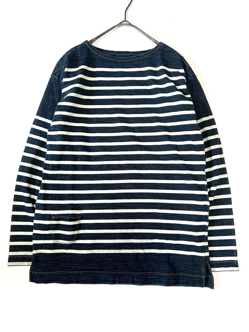 45R バスクボーダーシャツ バスクの908Tシャツ（サイズ2・インディゴ 濃）