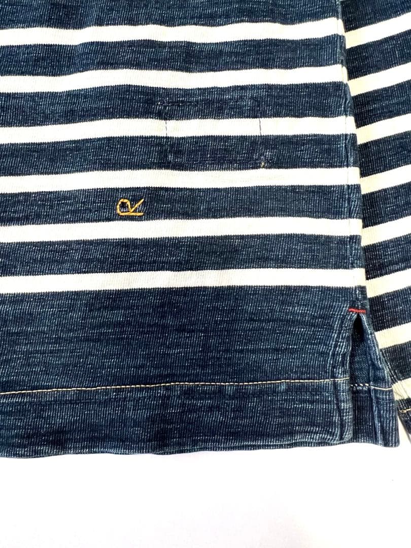 45R バスクボーダーシャツ バスクの908Tシャツ（サイズ2・インディゴ 濃）