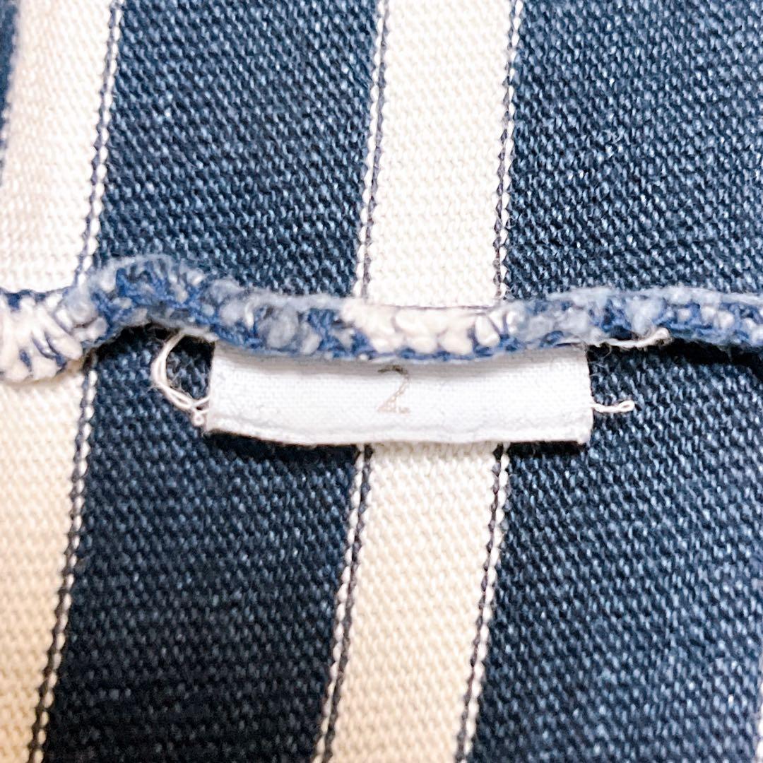 45R バスクボーダーシャツ バスクの908Tシャツ（サイズ2・インディゴ 濃）