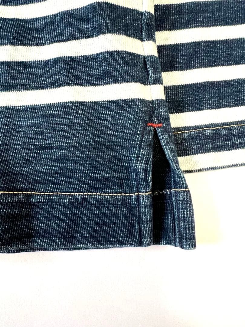 45R バスクボーダーシャツ バスクの908Tシャツ（サイズ2・インディゴ 濃）