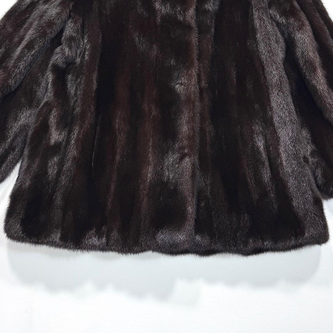 エンバ ブラックグラマ 本毛皮 ファーコート ハーフコート なめし柔らか 艶◎