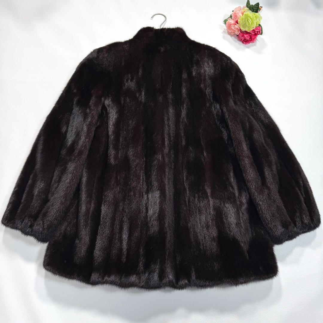 エンバ ブラックグラマ 本毛皮 ファーコート ハーフコート なめし柔らか 艶◎