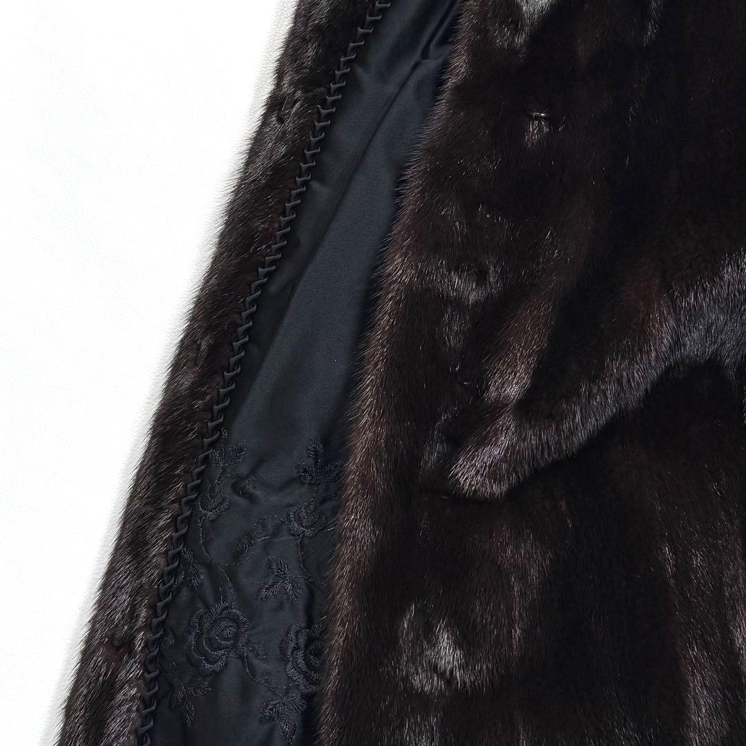 エンバ ブラックグラマ 本毛皮 ファーコート ハーフコート なめし柔らか 艶◎