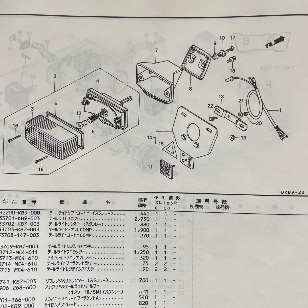 ホンダXL125R（JD04前期型）リアフェンダーASSY