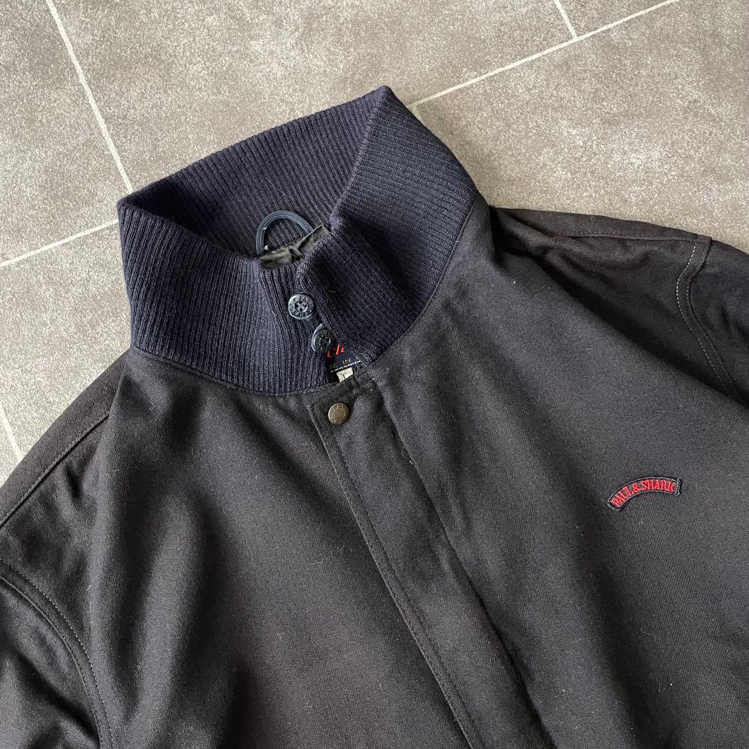 ITALY製 vintage shark ウールブルゾン スタンドカラー濃紺