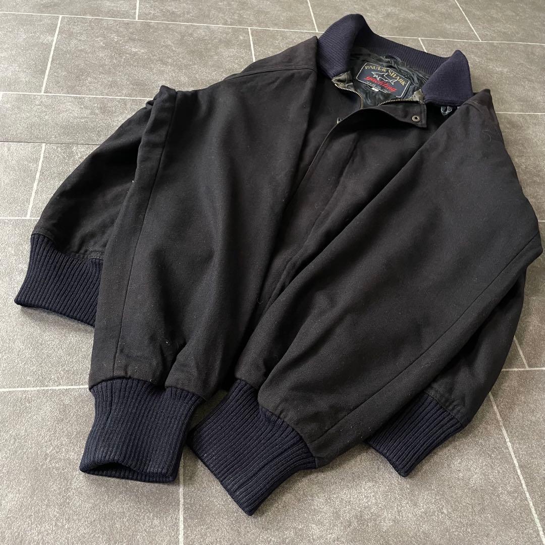 ITALY製 vintage shark ウールブルゾン スタンドカラー濃紺