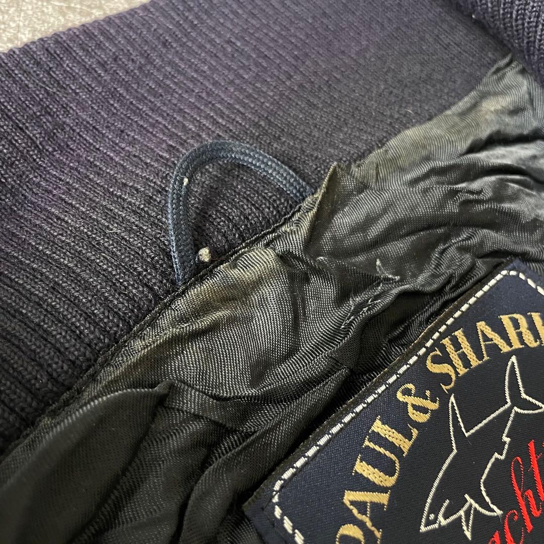 ITALY製 vintage shark ウールブルゾン スタンドカラー濃紺