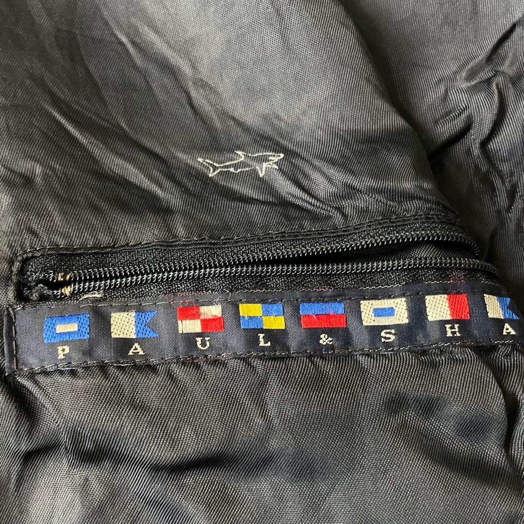 ITALY製 vintage shark ウールブルゾン スタンドカラー濃紺