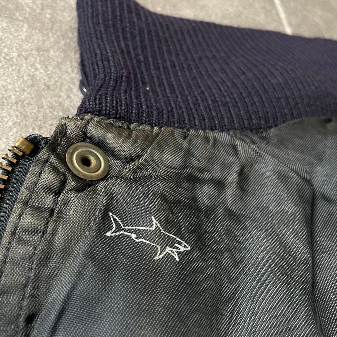 ITALY製 vintage shark ウールブルゾン スタンドカラー濃紺