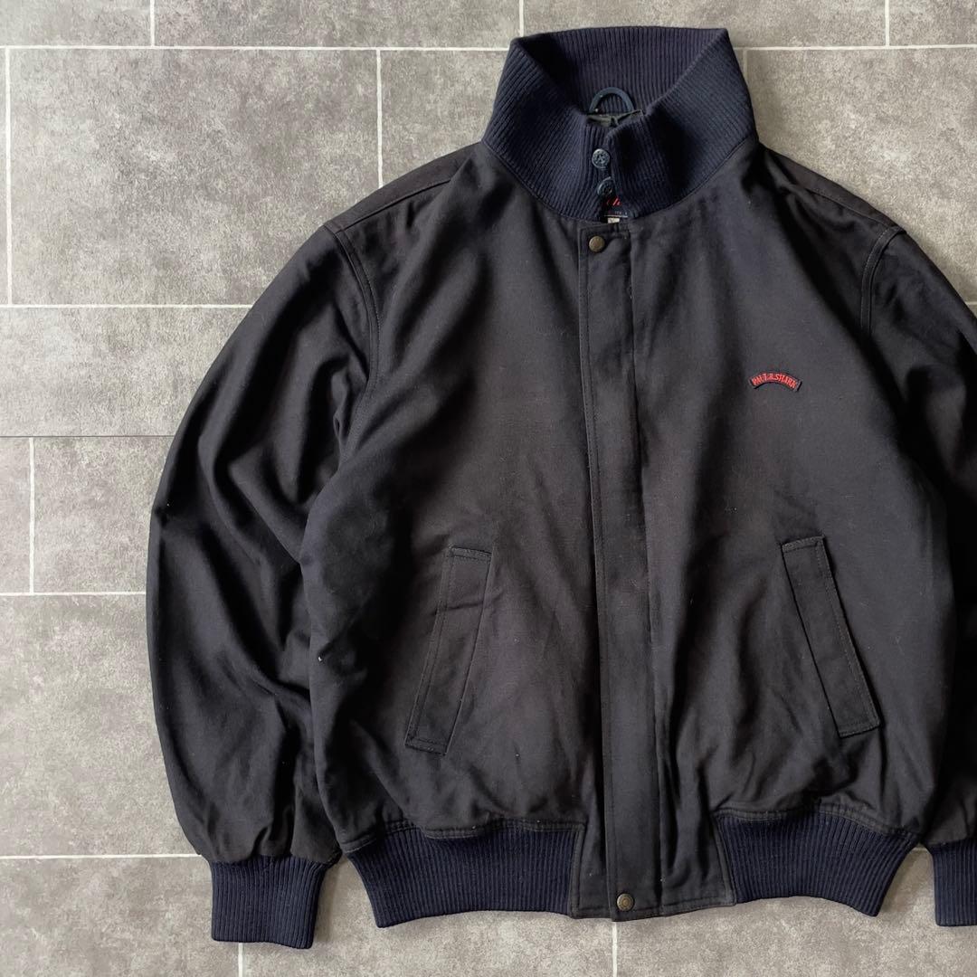 ITALY製 vintage shark ウールブルゾン スタンドカラー濃紺