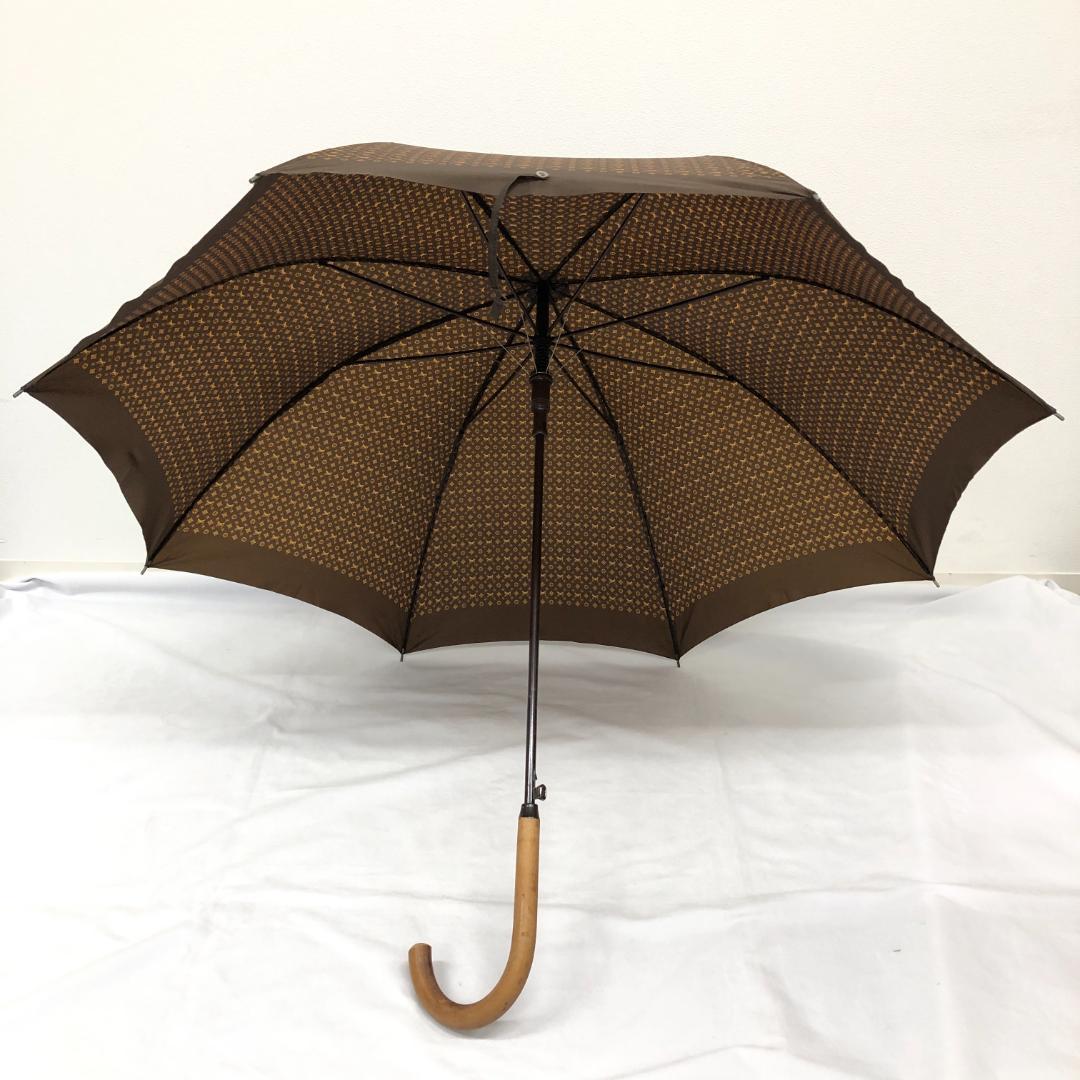 8F099/ルイヴィトン/長傘/雨傘/モノグラム/ウッドハンドル/ブラウン