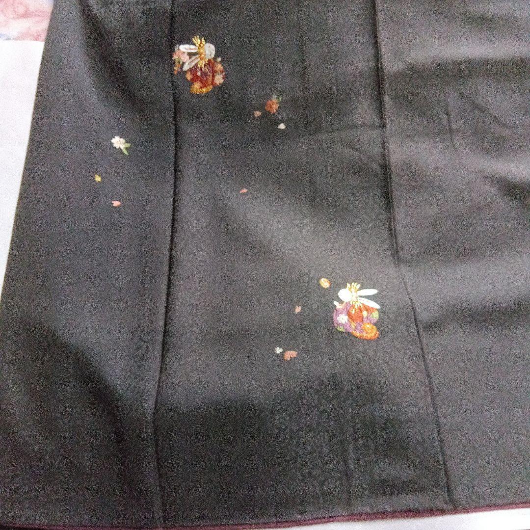 附下げ　 栗茶色 ウサギ刺繍