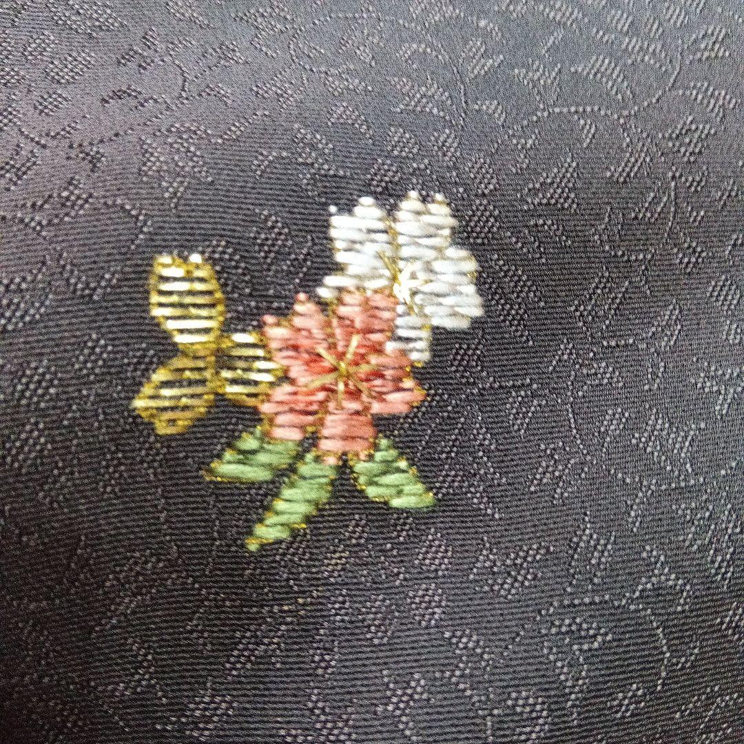 附下げ　 栗茶色 ウサギ刺繍