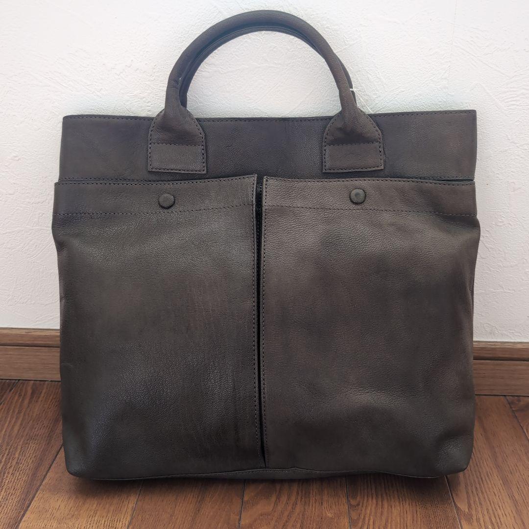 新品未使用マーガレットハウエル　レザートートバッグ　ダークグレータグ付