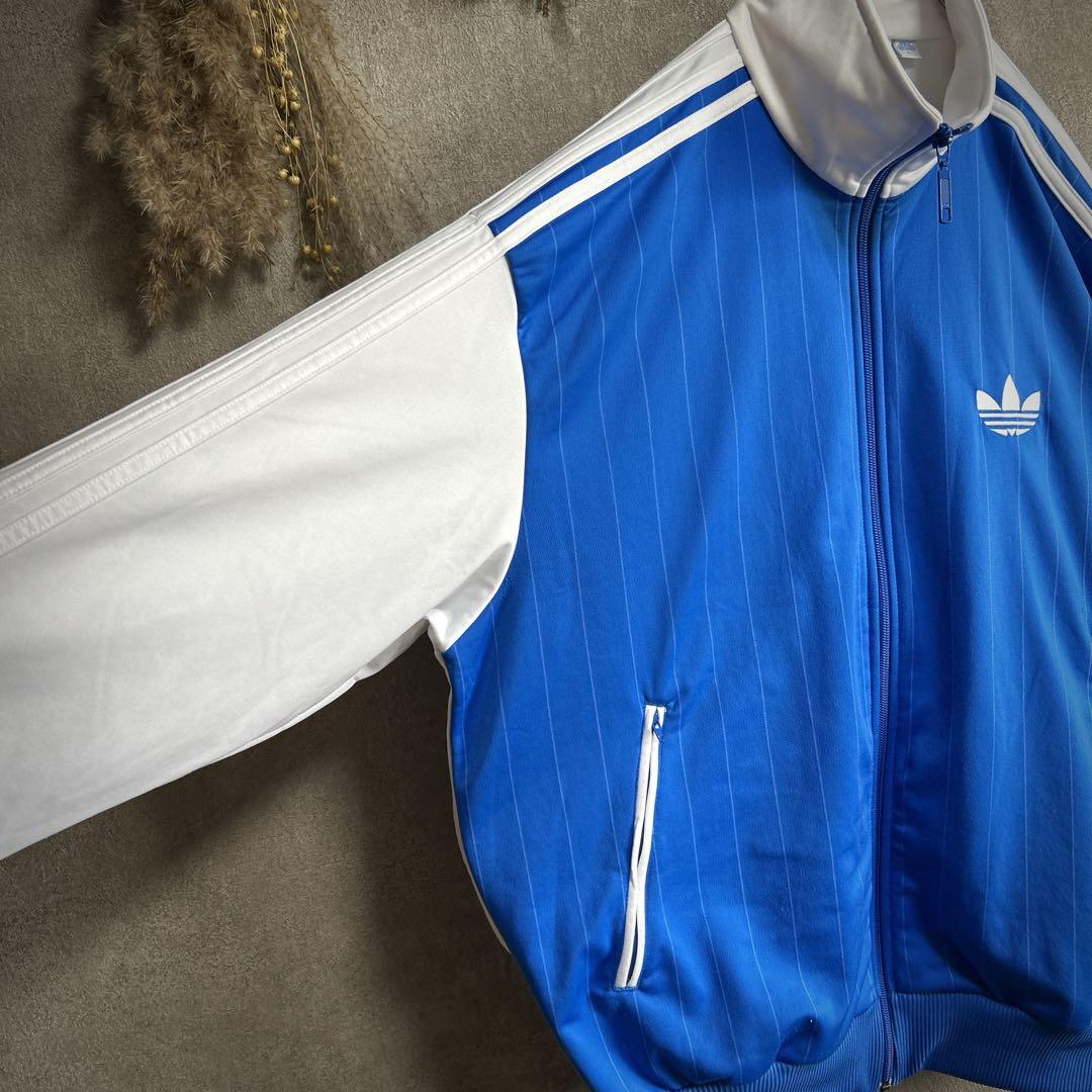 ミ*ビ様 【希少デザイン】adidas トラックジャケット 青×白 トレフォイル