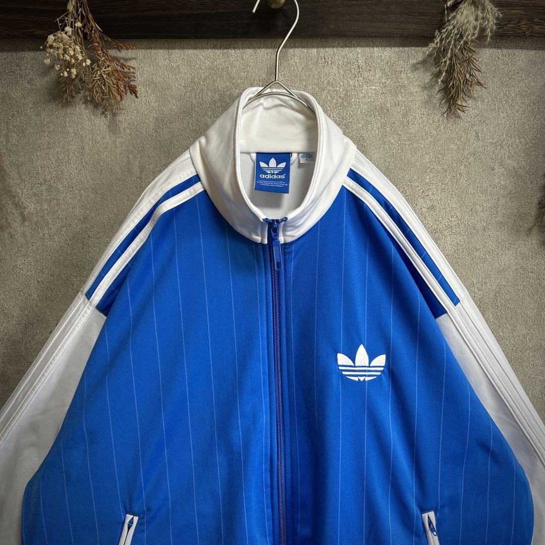 ミ*ビ様 【希少デザイン】adidas トラックジャケット 青×白 トレフォイル