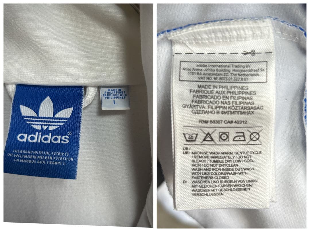 ミ*ビ様 【希少デザイン】adidas トラックジャケット 青×白 トレフォイル