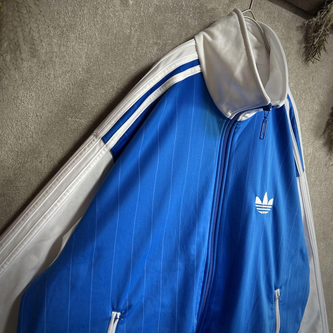 ミ*ビ様 【希少デザイン】adidas トラックジャケット 青×白 トレフォイル