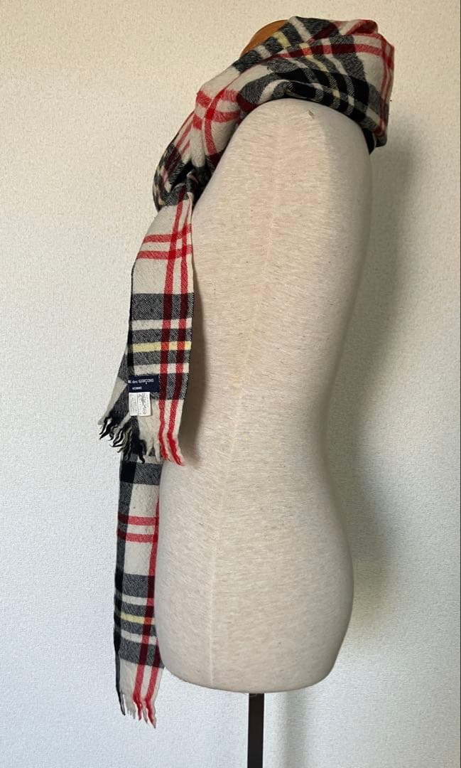 COMME des GARCONSHOMME ウール縮絨チェック柄マフラー