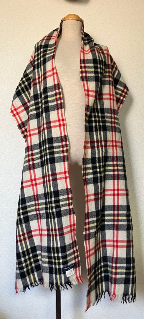 COMME des GARCONSHOMME ウール縮絨チェック柄マフラー
