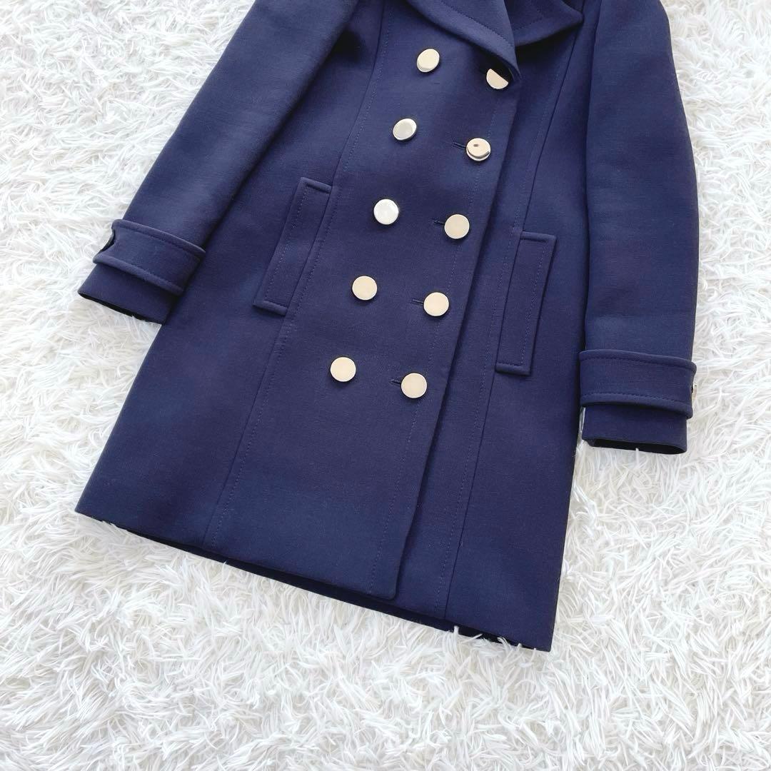 極美品 GUCCI グッチ チェスターコート シルバー ボタン ウール シルク