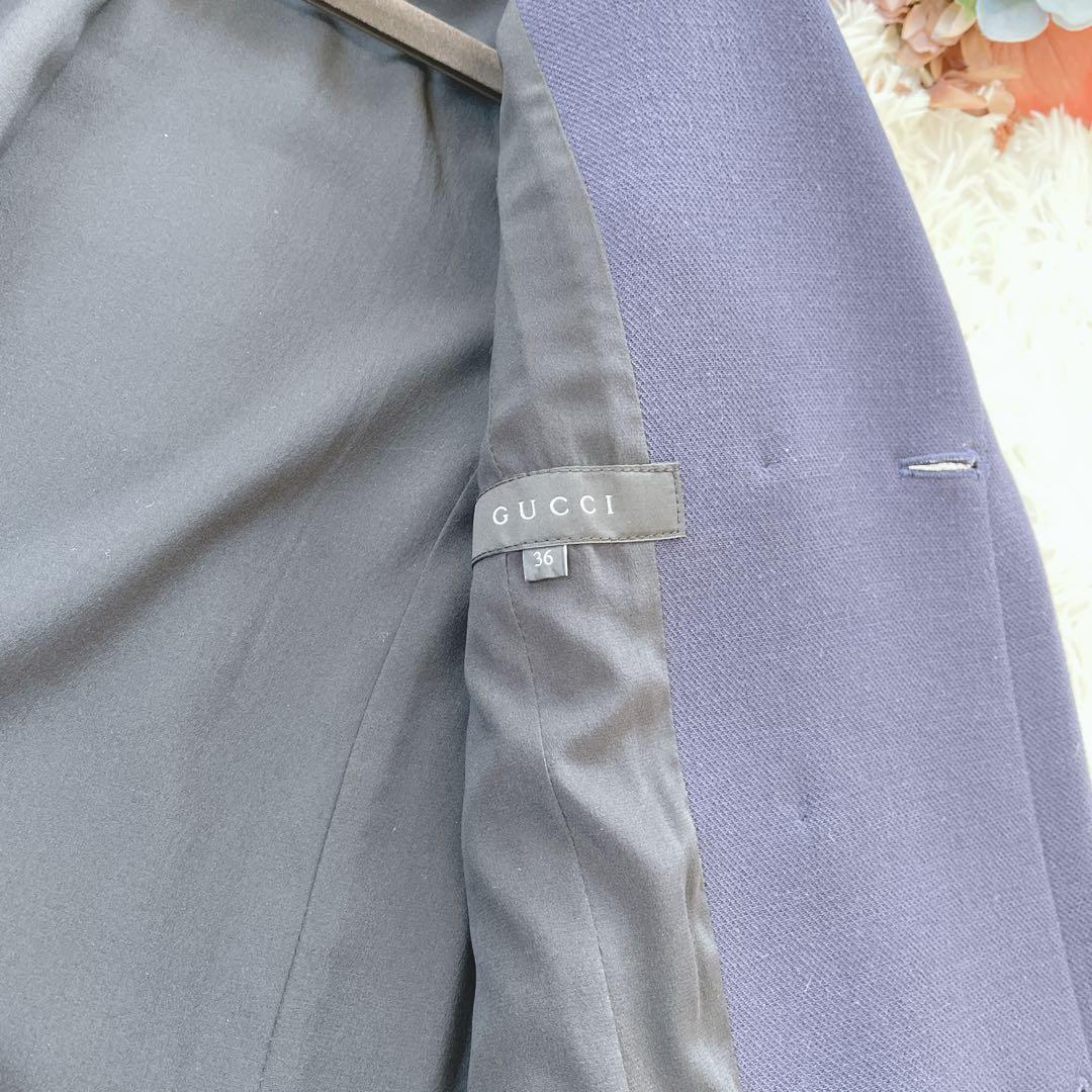 極美品 GUCCI グッチ チェスターコート シルバー ボタン ウール シルク