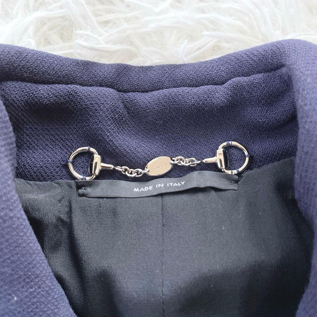 極美品 GUCCI グッチ チェスターコート シルバー ボタン ウール シルク