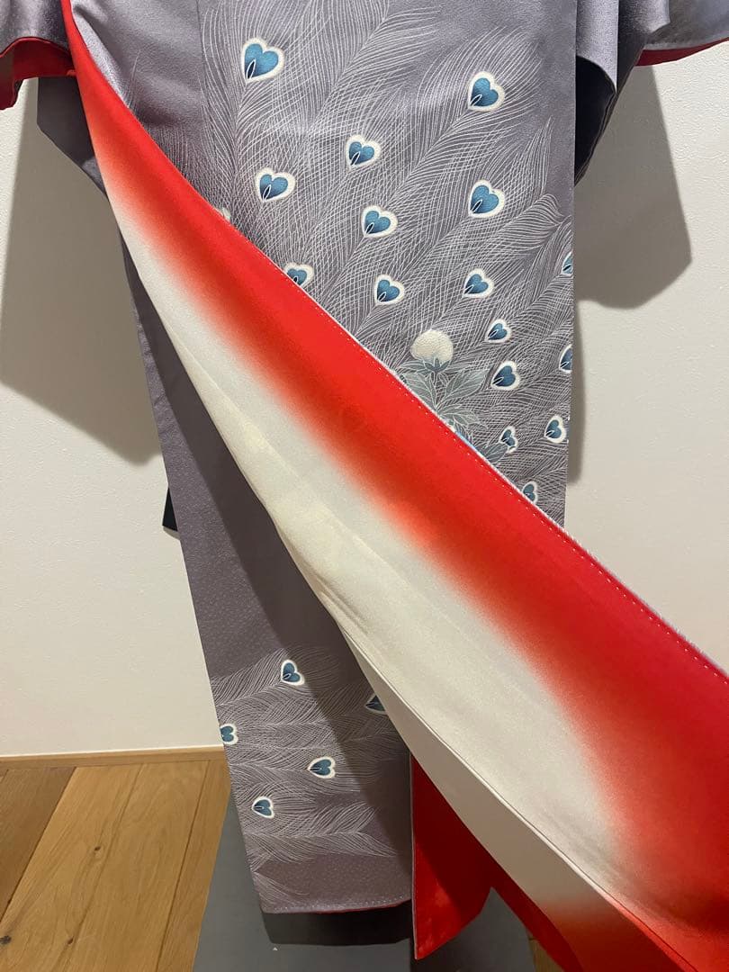 Y*G様 訪問着　訪問着フルセット　ラベンダーグレー　孔雀と牡丹　袋帯