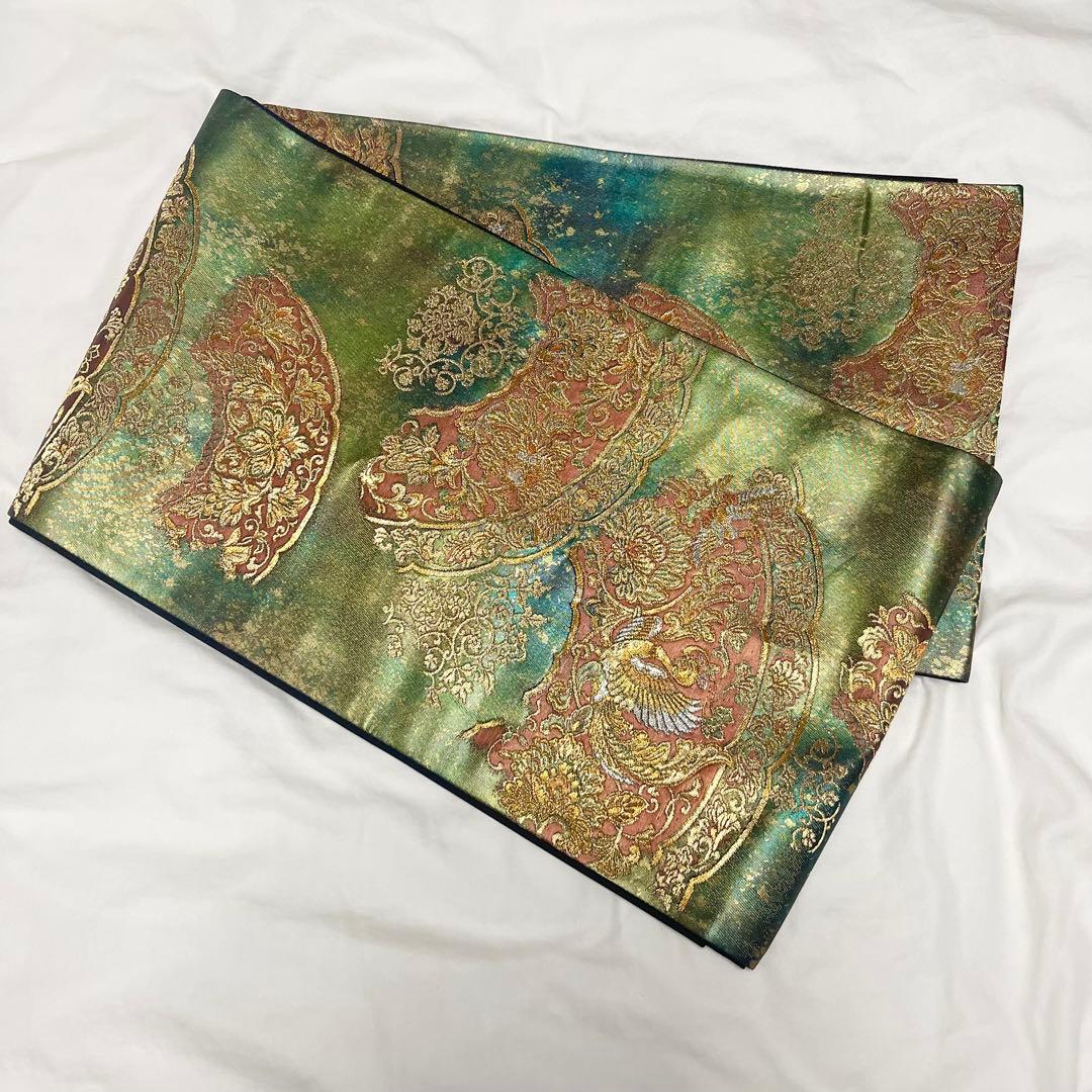 Y*G様 訪問着　訪問着フルセット　ラベンダーグレー　孔雀と牡丹　袋帯