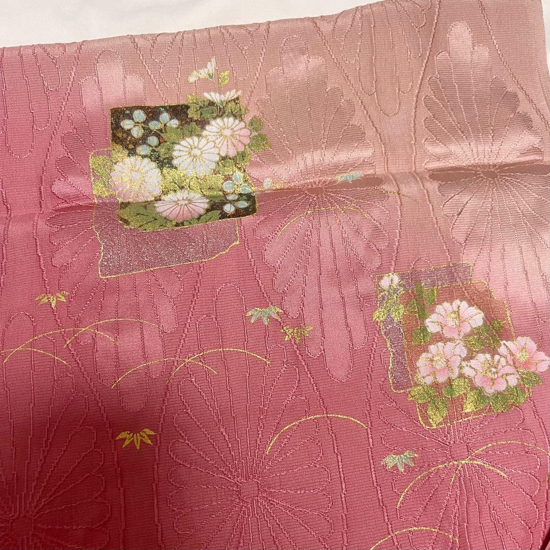 Y*G様 訪問着　訪問着フルセット　ラベンダーグレー　孔雀と牡丹　袋帯