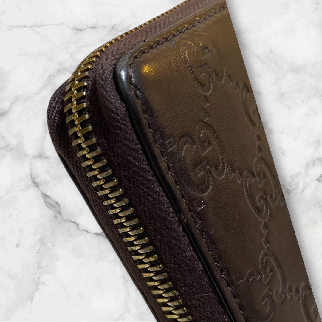 【極美品】GUCCI ダークブラウン ラウンドファスナー長財布