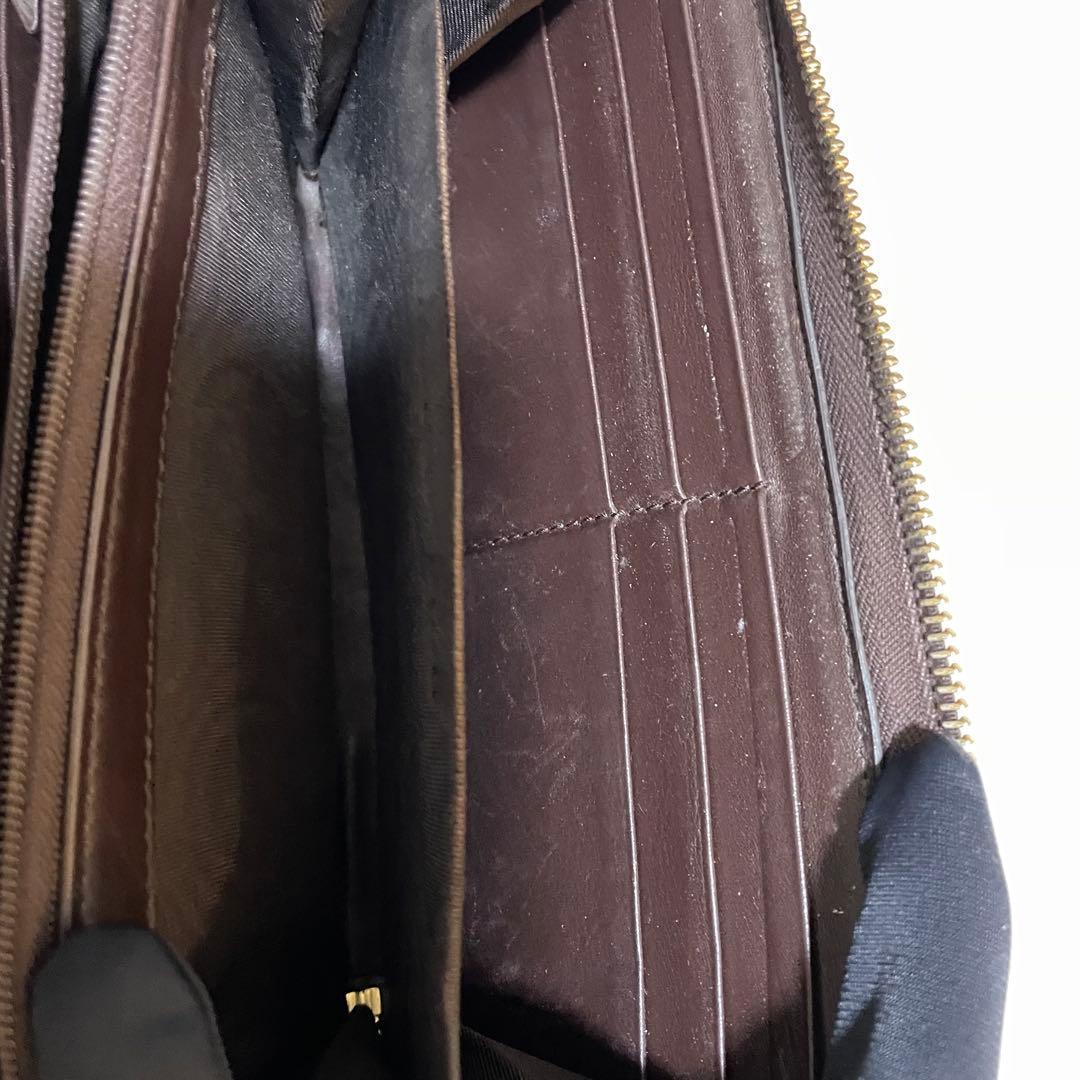 【極美品】GUCCI ダークブラウン ラウンドファスナー長財布